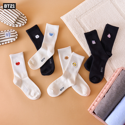 BT21 BASIC 系列 脸型刺绣袜 居家袜长袜 LINE FRIENDS连我朋友