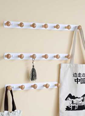 实木玄关入门挂衣钩免打孔浴室卫生间试衣间墙上墙壁门后衣服挂架