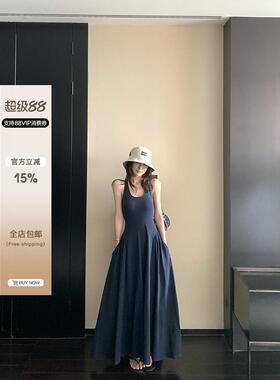 Skk Store 人皆肯豆 260G气质修身收腰工字背心高级感连衣裙女秋