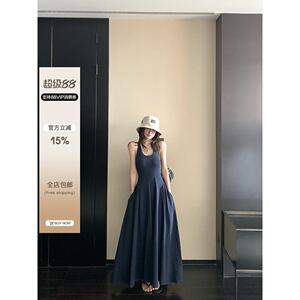 Skk Store 人皆肯豆 260G气质修身收腰工字背心高级感连衣裙女秋
