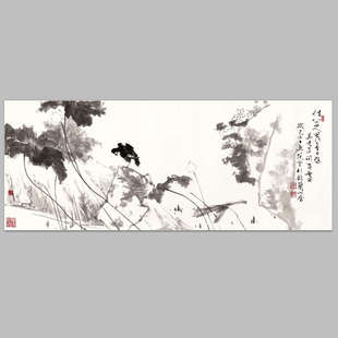 范曾仿八大山人荷花小鸟国画心芯装饰字画复制宣纸高清微喷打印