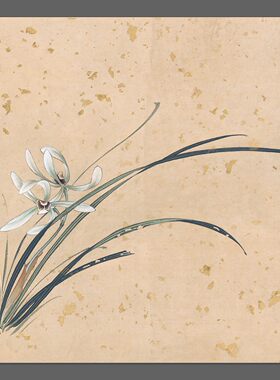 张大千兰花斗方高清微喷名家字画