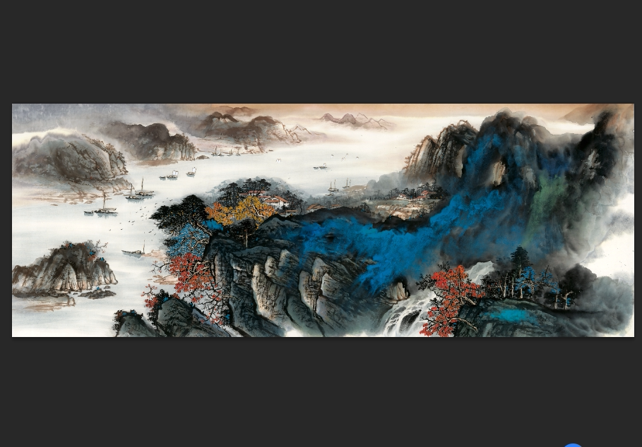 现代风水国画山水画心办公客厅装饰高清微喷