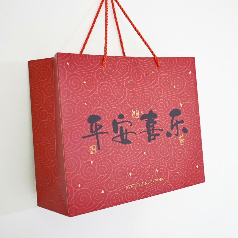 中秋节月饼礼品袋红色加厚大号手提袋高级感礼物包装袋送礼纸袋子