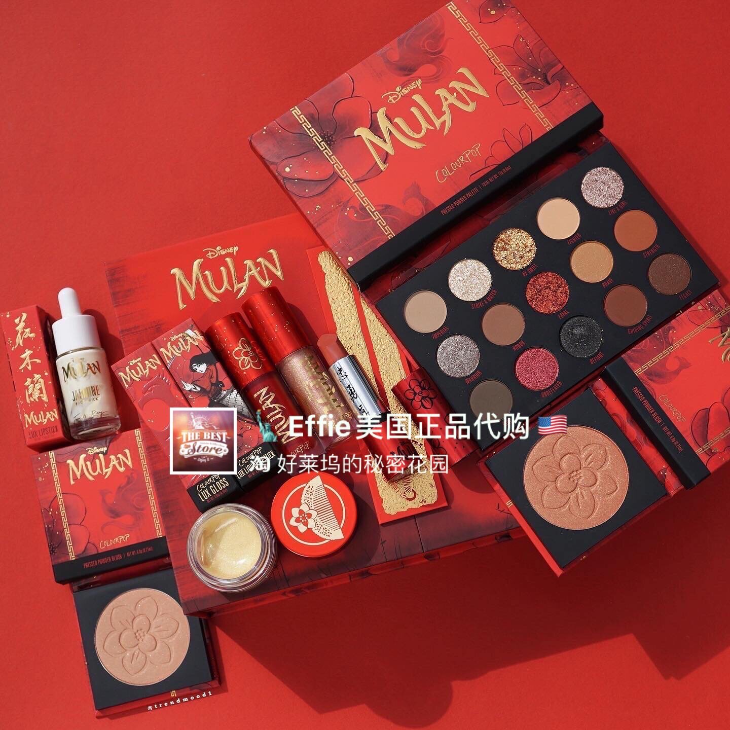 美代正品Colourpop卡拉泡泡迪士尼花木兰Mulan合作眼影唇彩腮红