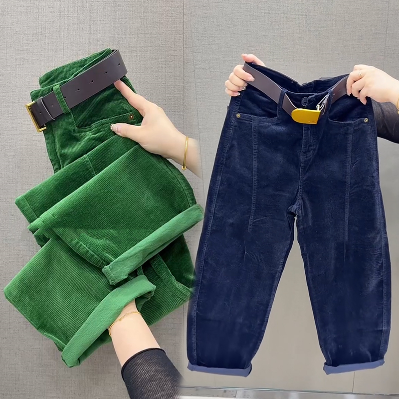 灯芯绒条绒九分休闲哈伦老爹裤女