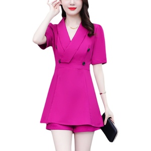 RM8457#夏季大码胖mm短袖a字裙+短裤两件套套装