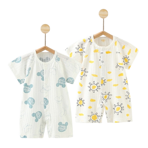 纯棉连体衣空调服提花2件装夏季