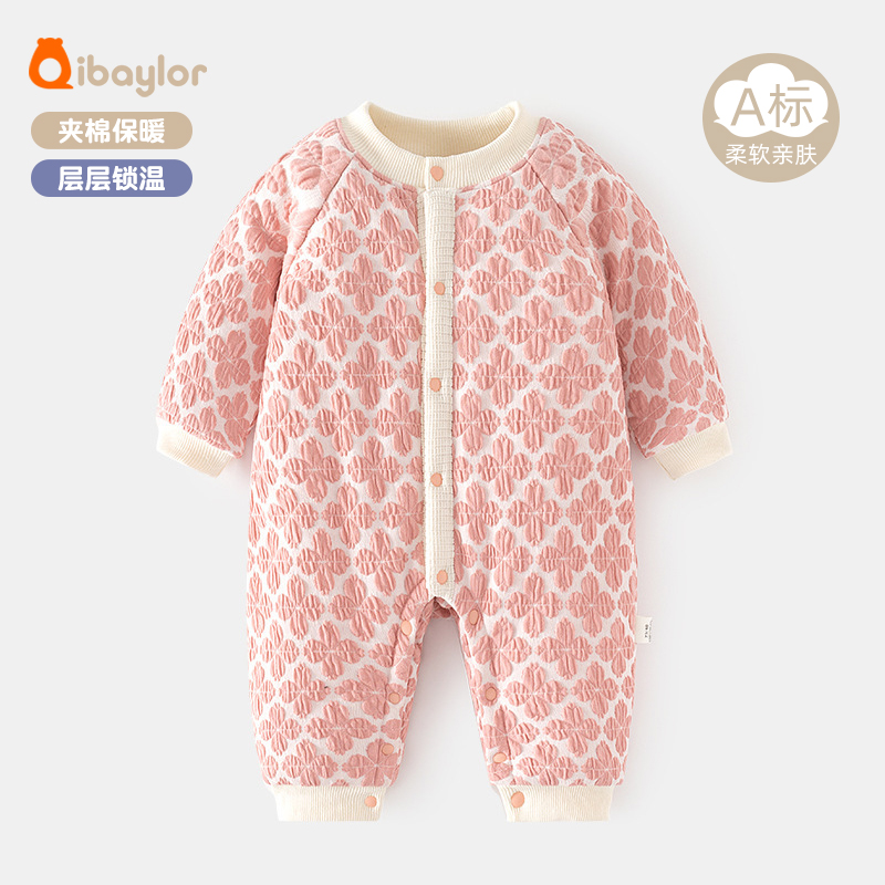 纯棉连体衣哈衣否直门襟秋冬