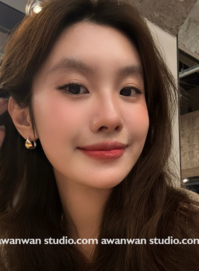 阿婉Wan 实用主义！高级感铜镀18K金纹理感耳扣小众几何简约耳圈