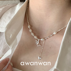 阿婉Wan 恋恋双蝶~冷淡风时髦气质项链淡水珍珠百搭温柔锁骨链