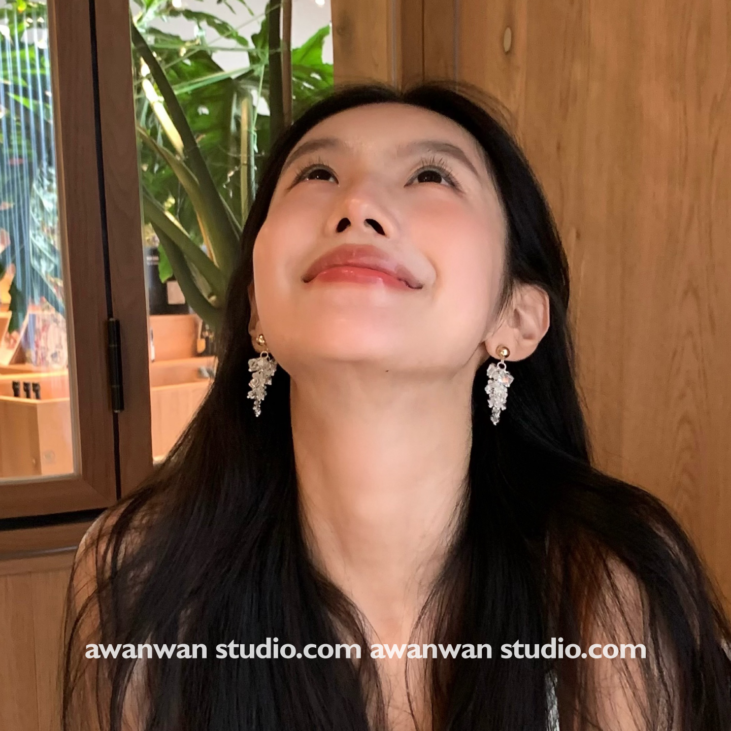 阿婉Wan夏日碎冰~清凉破碎感亮晶耳钉百搭气质显脸瘦耳环耳饰女