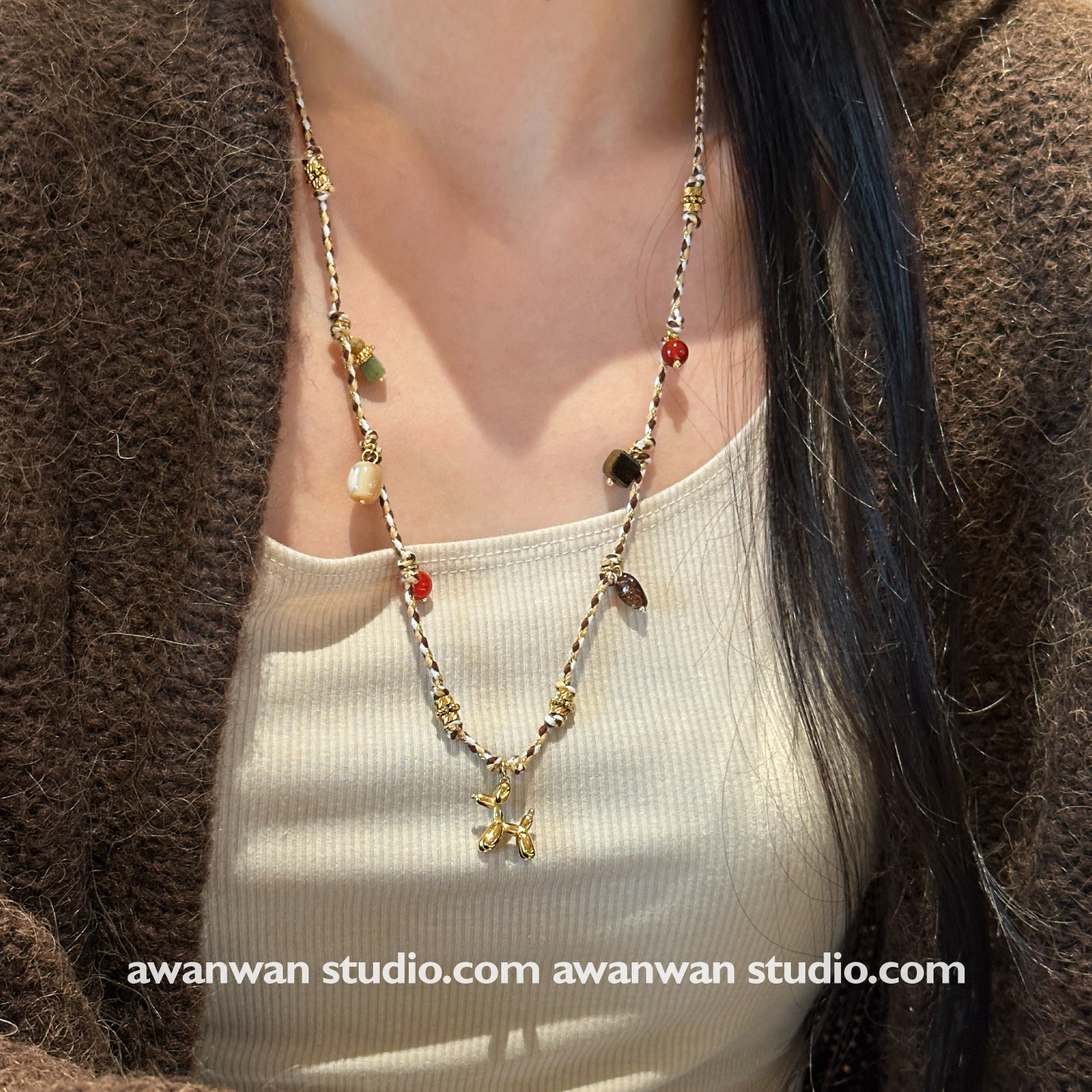 阿婉Wan 气球狗~小众高级感复古轻奢设计感项链2025新款配饰