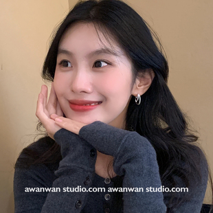 多层线条感耳扣冷淡风简约百搭通勤小众耳饰耳环 阿婉Wan有点酷