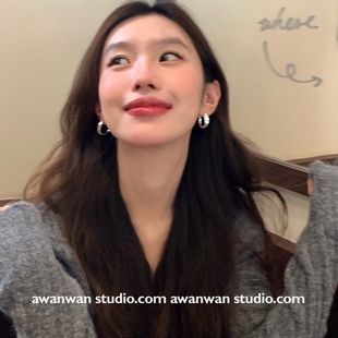 阿婉Wan 高质感冷淡风耳圈小众设计感高级感耳环气质百搭素圈女