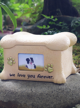 创意树脂狗狗猫咪带相框宠物骨灰盒爱宠殡葬纪念用品