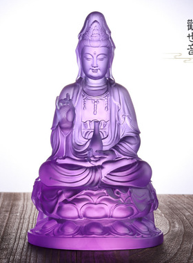 琉璃净瓶观音摆件佛堂供奉家居客厅装饰收藏级手工艺品摆件