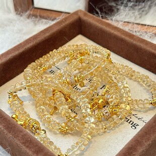 天然黄水晶算盘时尚气质简约感招财转运珠手链手串