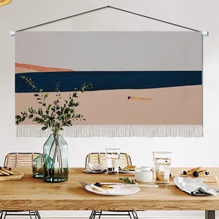 法式抽象油画布艺挂画餐厅简约挂毯卧室装饰挂布房间布置ins风