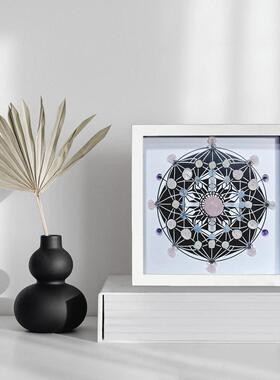 水晶zheng天然水晶摆件水晶装饰画温柔守护网格艺术摆件祝福礼物