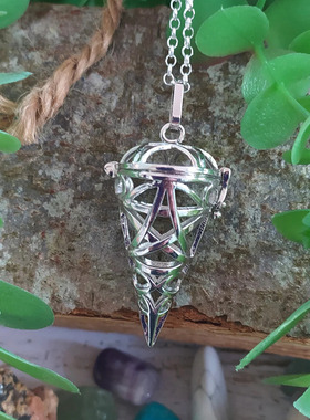 复古五芒星镂空灵摆可放水晶