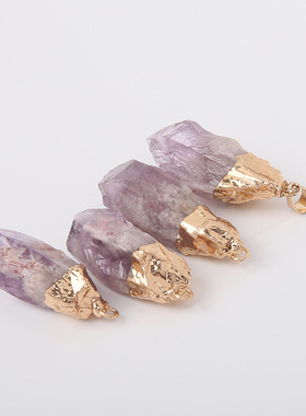 天然紫水晶牙吊坠不规则水晶