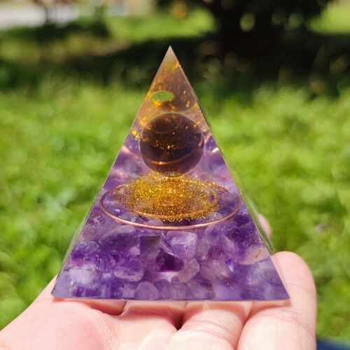 天然紫水晶金字塔摆件树脂填充家居装饰品招财风水摆件