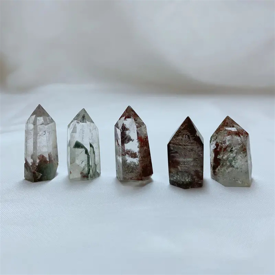 绿幽灵多彩幽灵红幽灵幽灵原石水晶柱发晶钛晶金字塔标本天然水晶