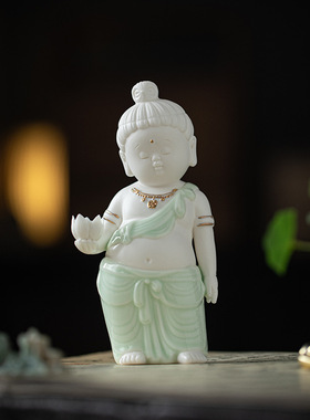 新中式禅意德化白瓷工艺品佛像摆件家居客厅茶室博古架装饰品摆设