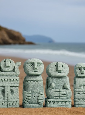 巴厘石人青砂石微景观造景鱼缸摆件盆景创意个性工艺品桌面装饰