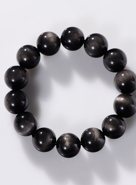 手链天然水晶银曜石猫眼黑曜石