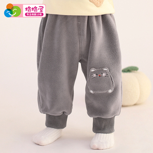 宝宝加绒休闲裤子纯棉男童女童长裤婴儿冬季加厚款儿童屁屁裤保暖