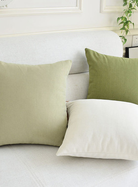 奶茶色雪尼尔抱枕套简约北欧风咖棕色客厅沙发靠垫方形靠枕可拆洗