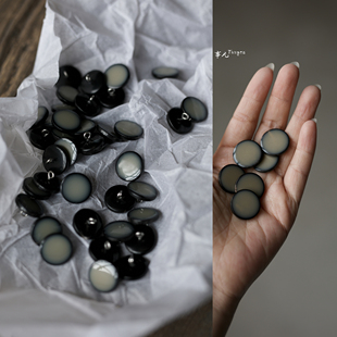 复古纽扣子辅料／1枚价 金属复合脚纽 德国UNION KNOPF—天然牛角