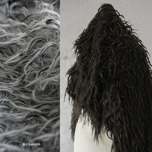 事儿THINGER疯魔的圈圈·长流苏貂毛羊毛针织肌理设计师面料