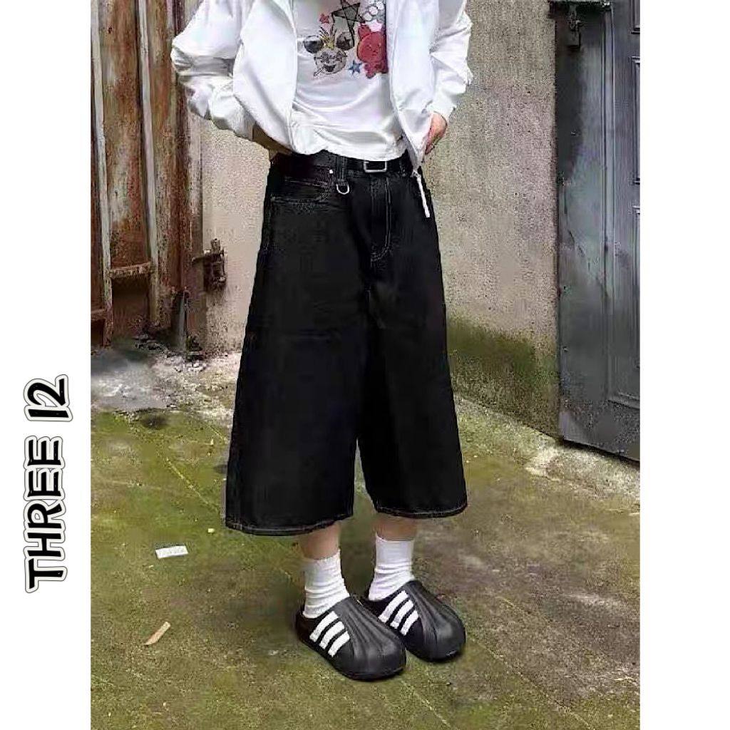 美式复古黑色牛仔七分裤女2025夏季高腰宽松显瘦直筒阔腿中裤休闲,女装/女士精品,牛仔裤,淘宝优惠券,粉丝福利购,淘宝优惠卷