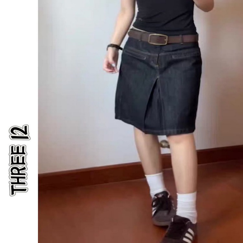 美式复古牛仔半身裙女百搭短裙潮