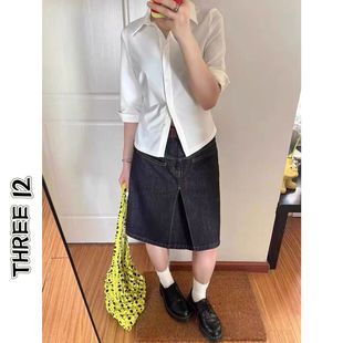 美式设计感古着原色牛仔半身裙女新款夏季修身包臀y2k辣妹a字短裙