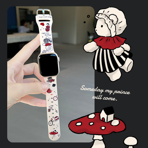 适用iWatch白色少女风手表腕带