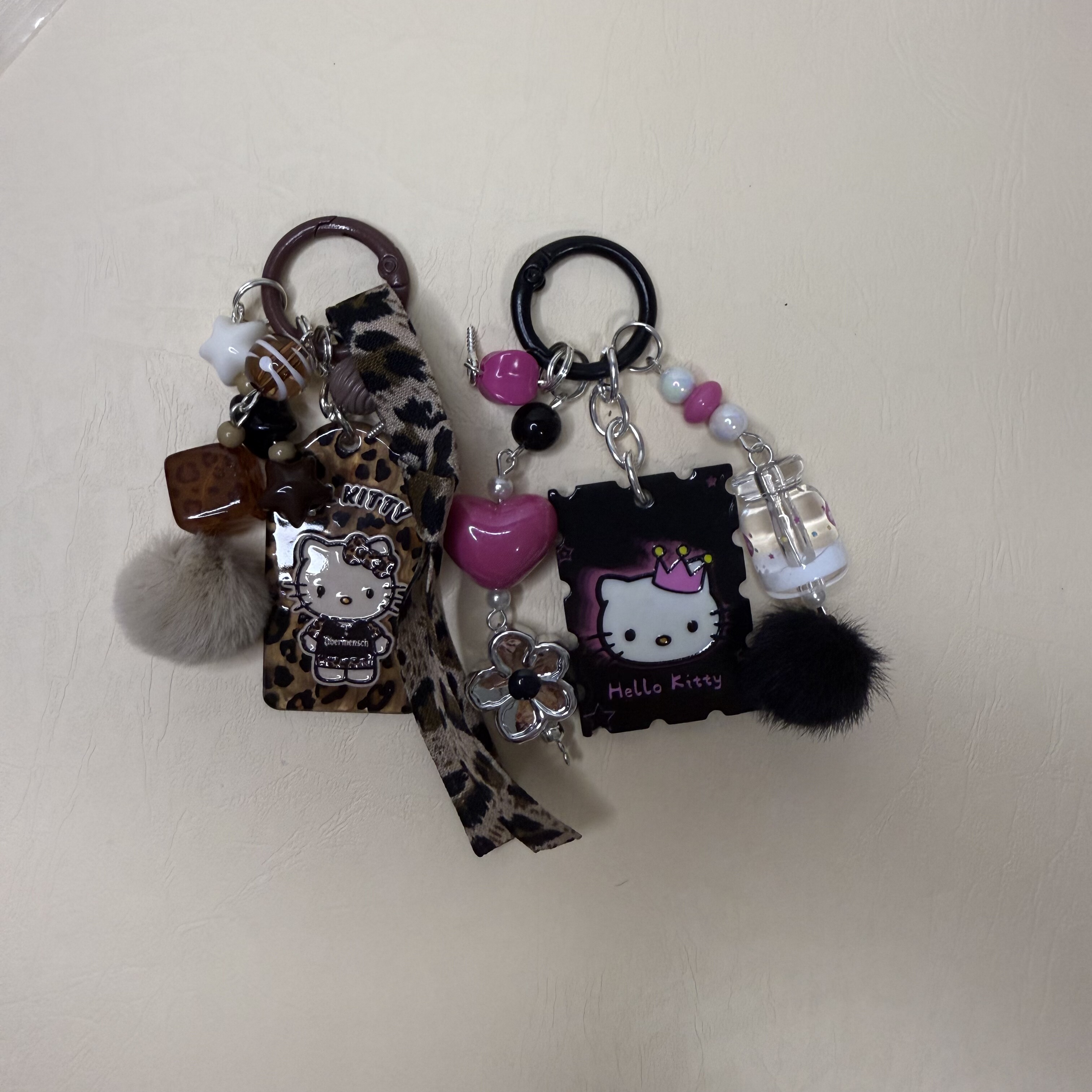 kitty牌牌配件diy手机链可挂萌粒羊角钉豹纹奶瓶钥匙扣配件满包邮