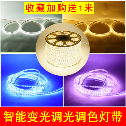 led灯带条三色变色卡槽自粘柔性工程装饰超亮12V嵌入式智能调光灯