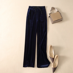 女秋冬季 高腰显高显瘦宽松阔腿裤 休闲直筒软糯丝绒裤 细腻丝绒