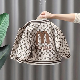 小男孩外套儿童秋装 外套春秋潮男童洋气夹克宝宝帅气童棒球服潮装