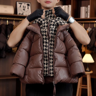 童装男童冬季棉服2025年冬季时尚百搭宽松外套加厚连帽皮衣棉服