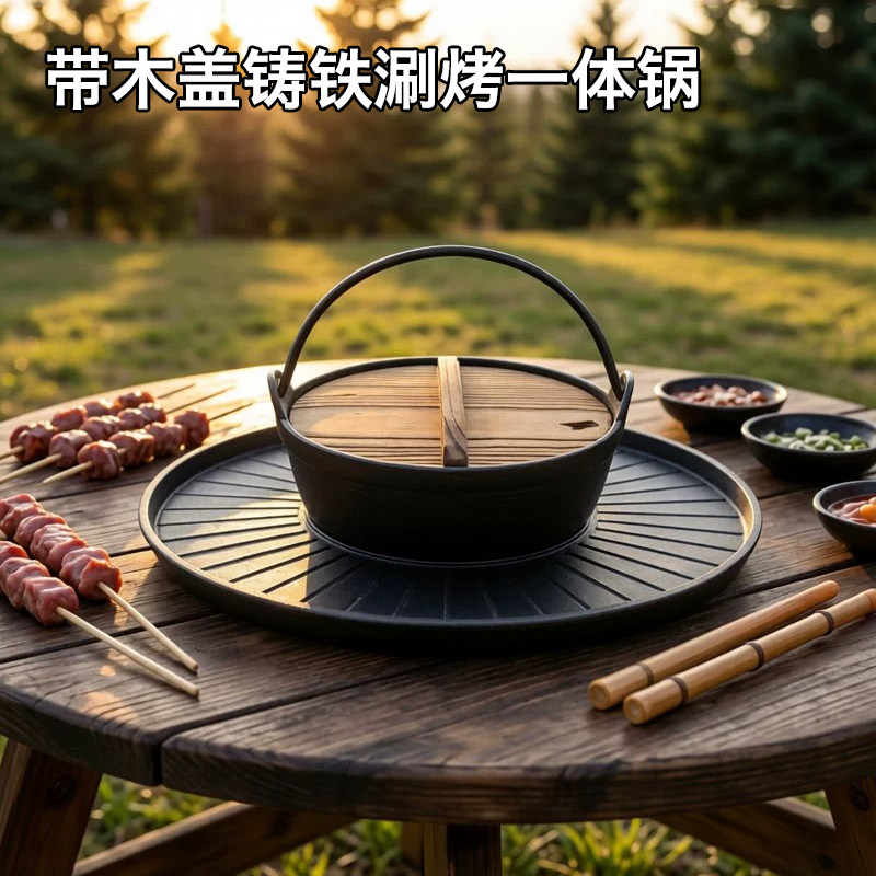 铸铁涮烤两用一体锅多功能烤肉盘
