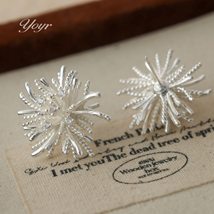 YOYR雪绒花耳钉ins风设计感时髦韩式简约小众百搭耳环925银针耳钉