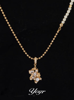 yoyr黄铜项链锆钻钱袋小马项链