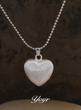 yoyr黄铜项链复古拉丝爱心项链