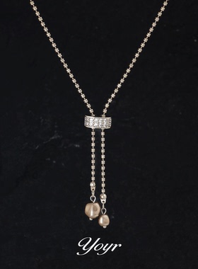 yoyr黄铜项链菱光缀珠Y字链