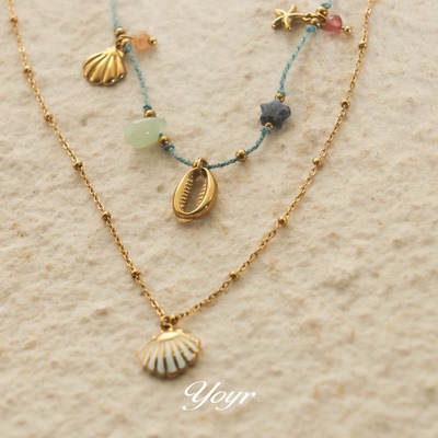 yoyr黄铜项链彩贝拾光叠戴项链